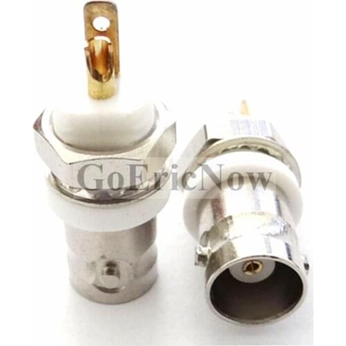 10pcs RF Coaxial 50ohm/75ohm Q9 BNC Female Jack Nut Bulkhead Solder on Panel Mount Insulated Sleve RF Connector