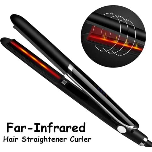 2 In1 Hair Straightener Curler Negative Ion Infrared Hair Crimper Curling Iron Ceramic Flat Iron Hair Straighting Curling Tongs