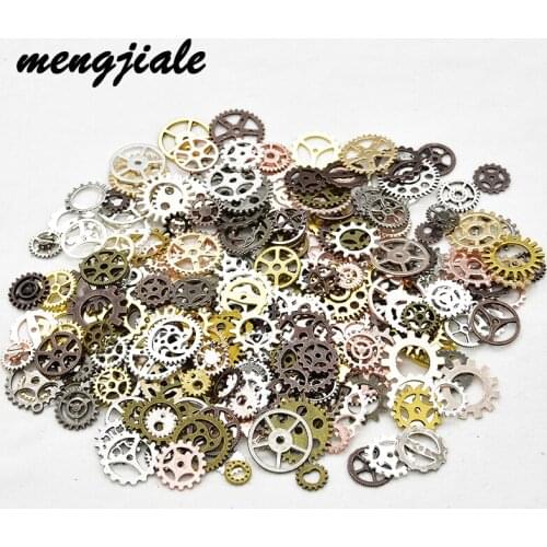 30g Random Mixed 5-25mm Alloy Gear Charms Steampunk Punk Style Cogs Pendants For DIY Handmade Vintage Jewelry Accessories Making