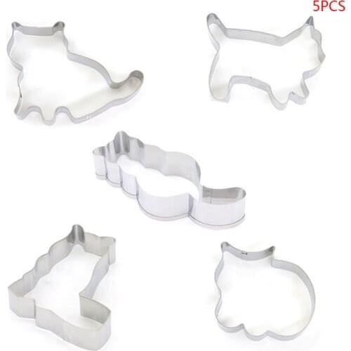 5pcs/set Animal Pet Cat Cookie Cutter Mold 3D Sugar Craft Pastry Biscuit Fondant Cake Baking Mould DIY Decorating Tool 425C