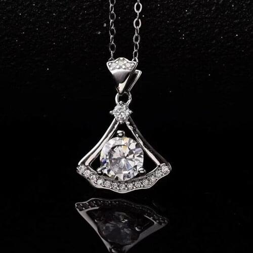 925 Silver skirt necklace moissanite 1.00ct D VVS claw set pendant Silver Jewelry for Women