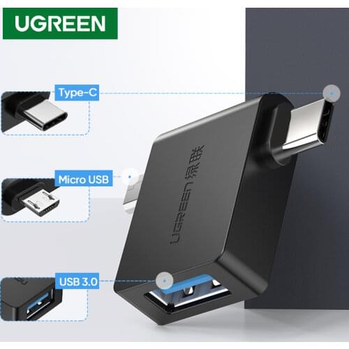 Ugreen OTG Adapter 2 in 1 Micro USB Type C to USB 3.0 Type-C Adapter For Samsung Galaxy S10 Macbook USB C OTG Adapter For Huawei