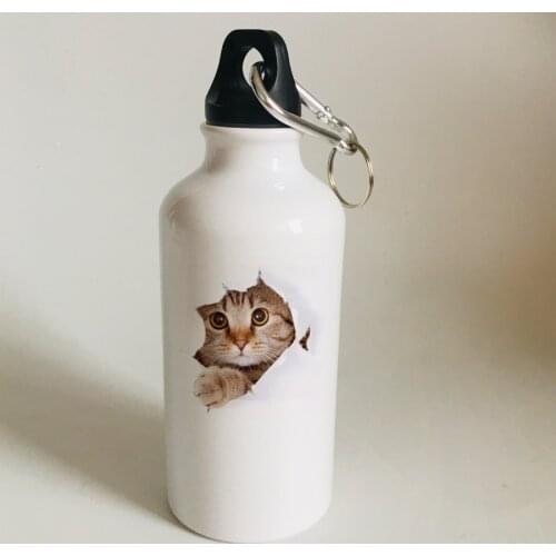 Aluminum Sports Bottle Portable Hook Climbing Outdoor Waterbottle Funny Cat Water Bottle Gift