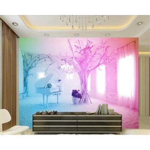 Beibehang papier peint mural 3d behang Custom fantasy pink wallpaper piano snow scene TV sofa background 3 d wallpaper for walls