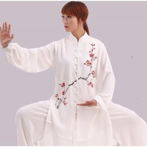 White Tai Chi Uniform Kung Fu Outfit Wushu Performance Costumes Chinese Warrior Costume Kungfu Taichi Morning Sprots TA2064