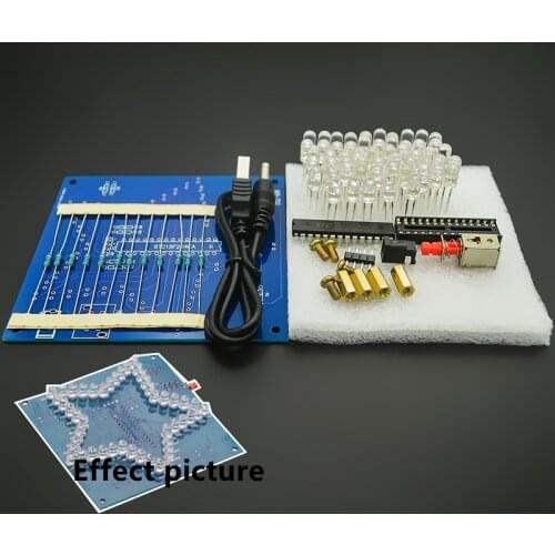 Parts) Colorful glare five-pointed star water lamp pattern LED light board 51 single chip microcomputer diy production kit