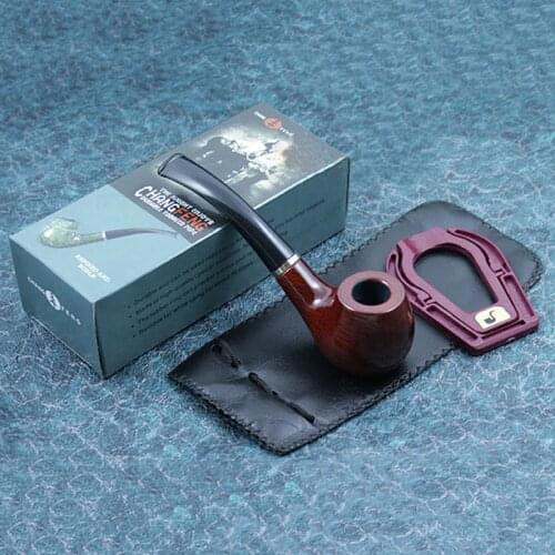 Hot Durable Wooden Smooth Standard Chimney Smoking Tobacco Smoking Pipe Herb Tobacco Pipes Gifts Narguile Gift Grinder Smoke