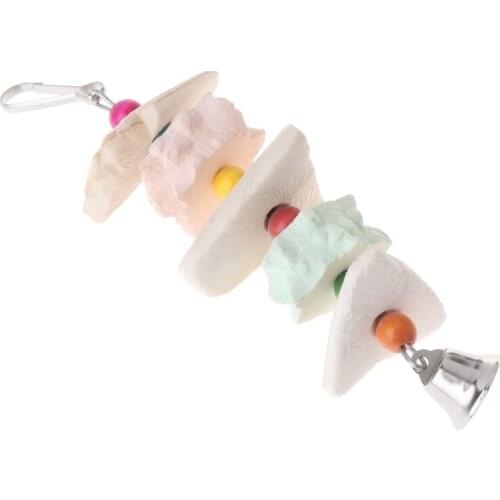 Parrot Teeth Grinding Toys Bird Squirrel Calcium Stone Cuttlefish Bone With Bell