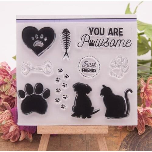 Cat Dog Friend Transparent Clear Silicone Stamps Cutting Dies Set for DIY scrapbooking/photo album Decorative