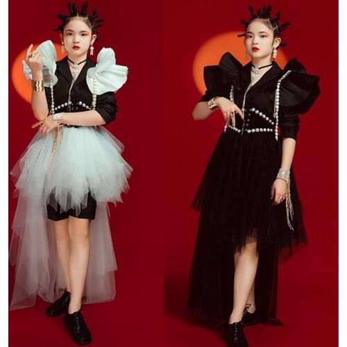 Chinese Style Girls Jazz Dance Costume Model Stage Show Catwalk Performance Costumes Rave Outfit Kids Street Dance Wear XS2541