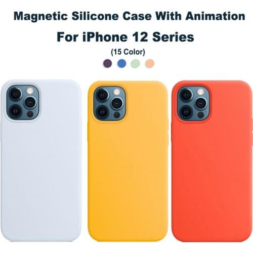 1:1 Official Magsaf* Magnetic Liquid Silicone Case For iPhone 12 Pro Max 12Pro Max Cover With Animation Cover For iPhone 12 Min
