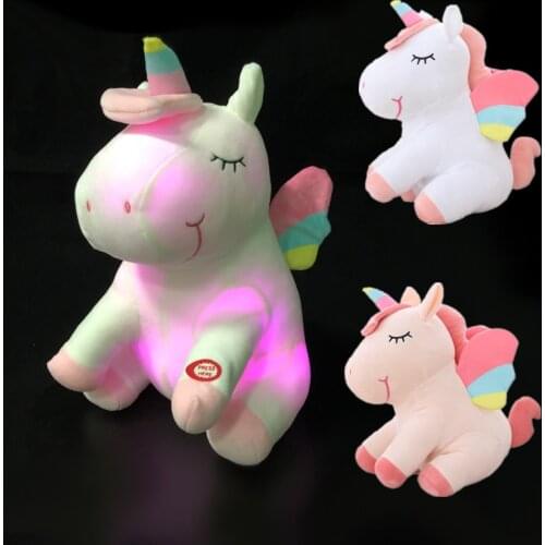 25/30/40cm Cute Unicorn Plush Doll Unicorn LED Light Up Toys Unicorn Stuffed Animal Doll Kids Children Toys Xmas Birthday Gifts