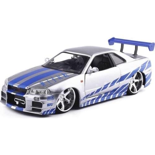 1:24 Nissan Skyline GTR R34 Diecasts & Toy Vehicles Alloy Metal Car Model High Simulation Collectible Toys Gift