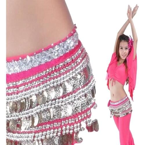 Belly Dance Hip Scarf Belly Dancing Skirt Coin Sash Costume With Silver Coins 338 Belt Multi Row Performance Free Shipping