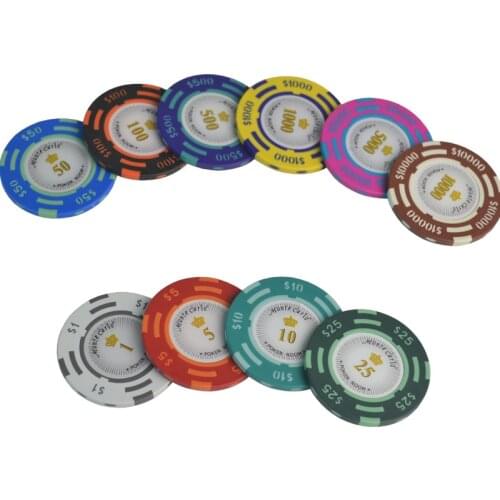 Clay Material Casino Texas Poker Chip Set Poker Metal Coins Dollar Monte Carlo Chips Poker Club Accessories Customizable 3pcs