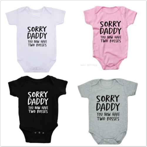 Letter Sorry Daddy You Now Have Two Bosses Print Baby Romper Summer Infant Clothing Newborn Baby Boy Girl Short Clothes Jumpsuit