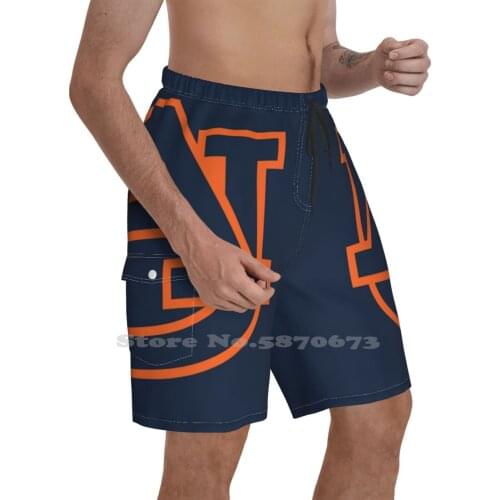 Sticker Tigers-Auburn Quick Dry Swimming Beach Shorts Logo