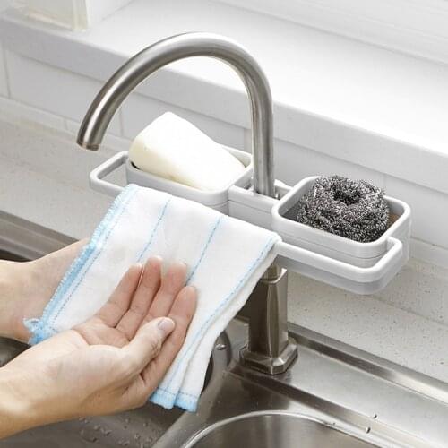 Faucet Rack Kitchen Shelf Sponge Dish Cloth Finishing Rack Drain Rack Pool Rag Storage Drain Dry Rack Towel Soap Box Shelf