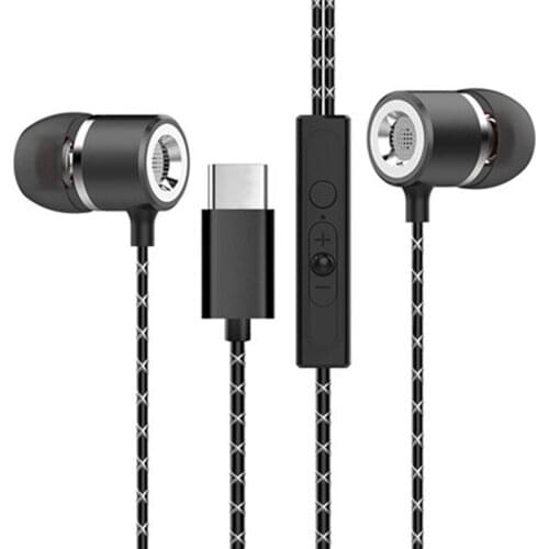 Type-C wire control earphone headset type-c hub earpiece earbuds in ear stereo HiFi USB-C for Letv 2 pro Xiaomi mi 5 7(BLACK)