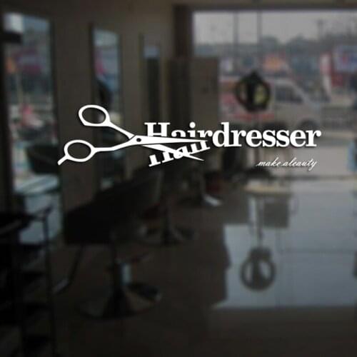 Scissor Hair Salon Wall Decal Beauty Salon Sticker Barbershop Vinyl Window Decals Decor Mural Hairdresser Glass Comb Sticker