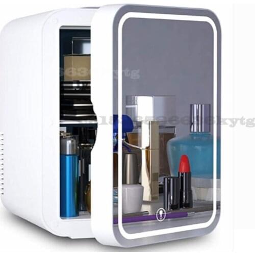 8L Mini Makeup Fridge Portable Cosmetic Refrigerator Compact Glass Panel Led Light Cooler Warmer Freezer for Home Car Dual Use