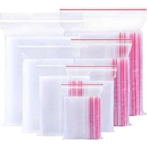 100Pcs Transparent Self Sealing Ziplock Bag Clear Zipper Lock Plastic Pouches Packaging Bags Beads Candy Snack Jewelry Storage