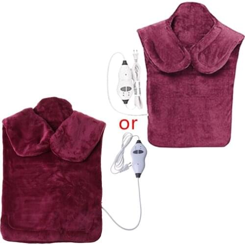 Q1FB EU Plug Men Women Winter Warm Electric Heating Shawl Shoulder Neck Back Hot Compress Relief Massage Wrap Relieve Muscle