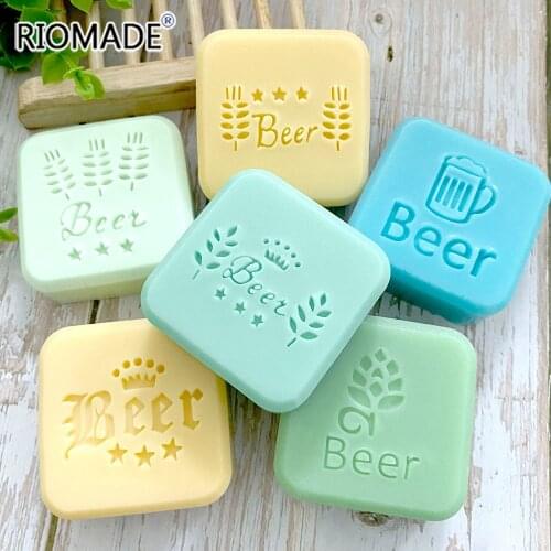 Handmade Beer Soap Stamp Wheat Pattern Clear Diy Natural Organic Acrylic Chapter Beer Cup Soap Making Seal With Handle Custom