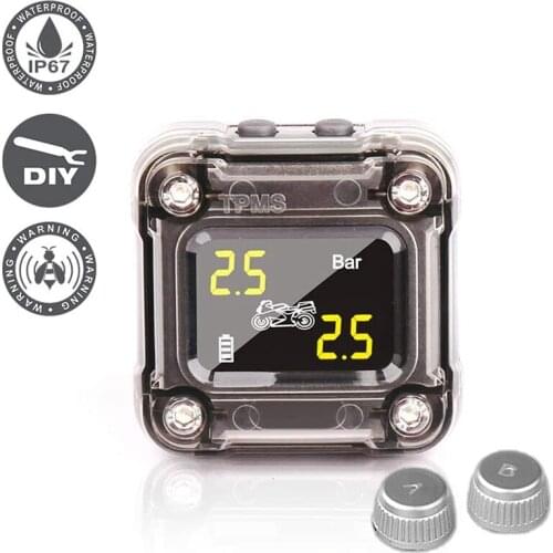 Motorcycle TPMS Tire Pressure Monitoring System Colorful System External 2 Sensor Motorcycle Tire Pressure Gauge Tester