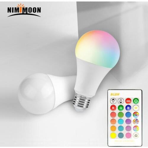 E27 E14 LED Bulb RGB Lamp 110V 220V 3W 5W 10W 15W RGBW RGBWW Dimmable RGB LED Spot Light Bulb 16 Colors with IR Remote Control