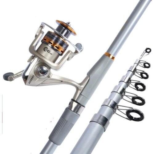 2.1m 2.4m 3.0m Telescopic Fishing Olta FRP Distance Throwing Rod with Reel Set Rock Fishing Canne Ultra-light Fishing Gear Pesca