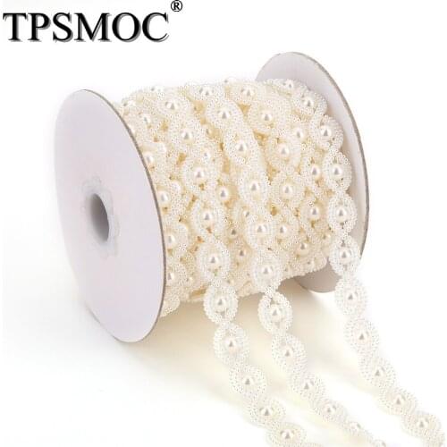 TPSMOC Free Shipping 10yards Trimming Cup Chain Pearls Beads Chain Garland Flowers Wedding Decoration For Jewelry Findings