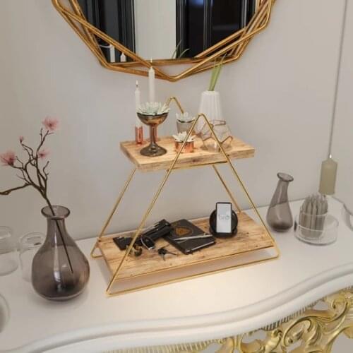 Triangle Solid Stainless Gold Color Table Service Rack, for Accessories, Bathroom, Kitchen Storage Easy Carry and Set Up