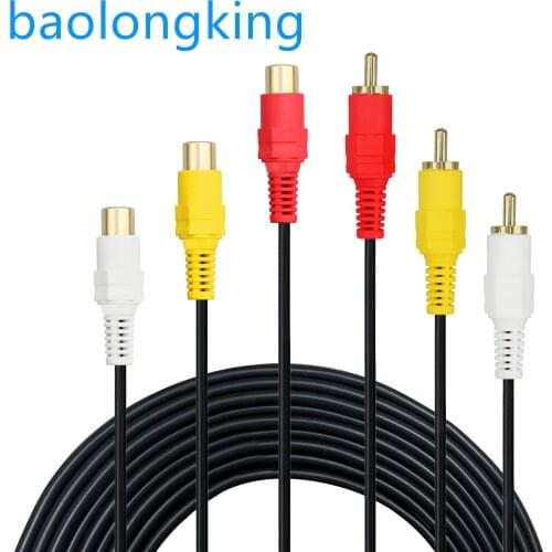 RCA Extension Cable - Premium Gold Plated 3 Rca Male to 3 Rca Female Audio Video Extension Cable DVD CD AV TV