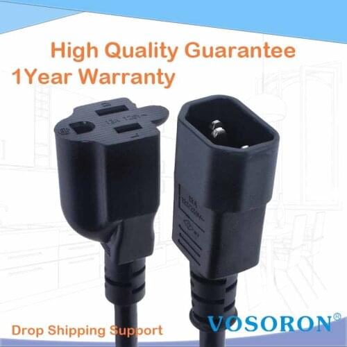 IEC320 C14 to 5-15R PDU Extension cord, IEC to Nema usa outlet socket Power cord,PC Power Adapter Cable,30CM,16awg