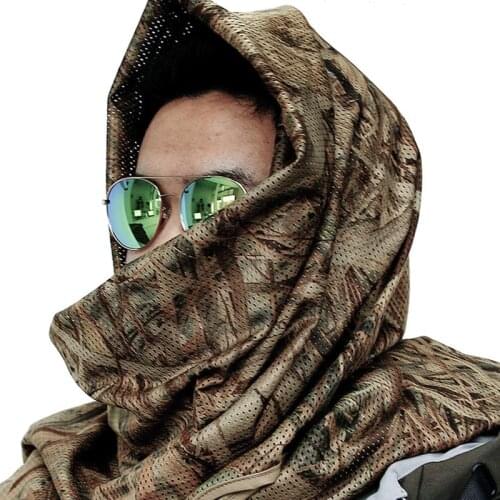 Military Camouflage Tactical Mesh Breathable Scarf Sniper Face Veil Scarves For Camo Airsoft Hunting Cycling Neckerchief