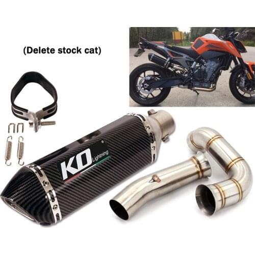 Exhaust Cat Deleted Pipe Modified Middle Link Tube Connect Slip On 51mm Muffler Tips Removable DB Killer Motorcycle For Duke 790
