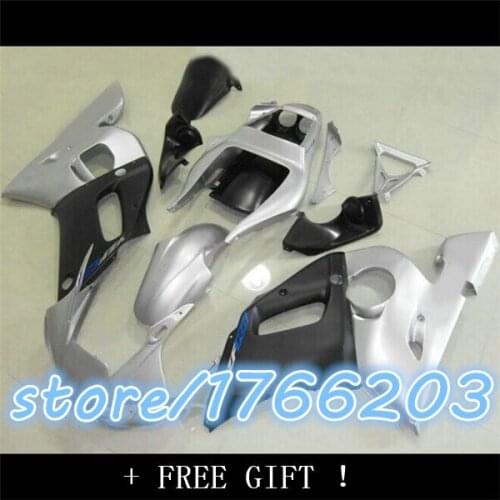High quality ABS fairing kit for R6 1998 1999 2000 2001 2002 YZF-R6 YZF R6 98-02 silver matte black fairings setBBF