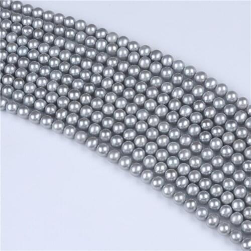 Factory sale 9-10 mm gray round Potato Freshwater Pearls Beads String