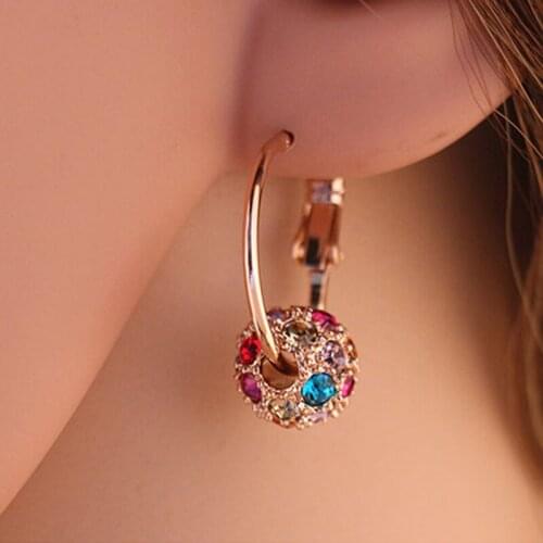 Miss JQ New Fashion Round Hoop Earring for Women Colorful Micro Crystal Ball CZ Zirconia Statement Earing Jewelry Brincos