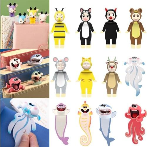 1PC 3D Stereo Cartoon Marker Animal Bookmarks Ocean Series Seal Octopus Cat Panda And Shiba Inu Creative Stationery for Kids