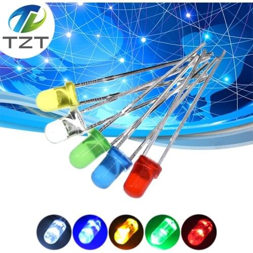 1Color=100pcs F3 3mm LED Diode Light Assorted Kit Green Blue White Yellow Red COMPONENT DIY kit