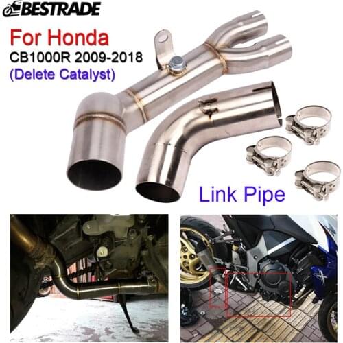 2 Middle Pipe For Honda CB1000R 2009-2018 Motorcycle Exhaust Mid Connect Link Tube Replace Original Catalyst Slip 51mm Mufflers