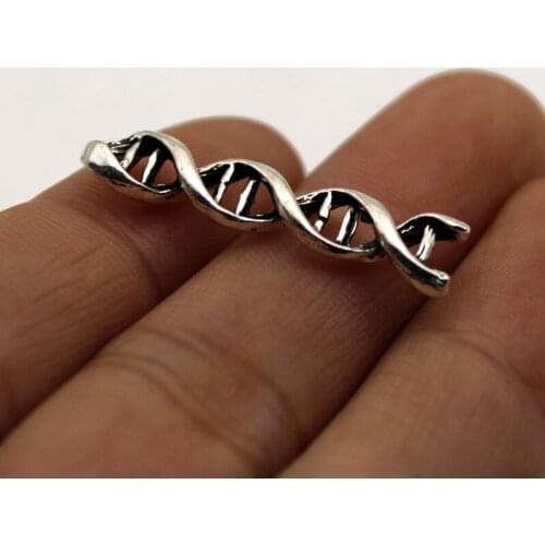 20pc Wholesale Price Deoxyribonucleic Acid DNA Charms 7*28mm Antique Silver Plated Pendant For Handmade Jewelry Accessories