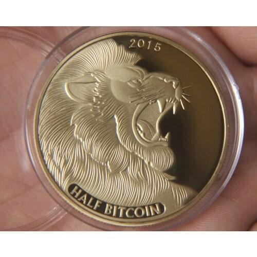 2015 half BTC 40mm Satoshi Computer Scientist Commemorative Gold Plated Coin Souvenir Challenge Collection Art Craft