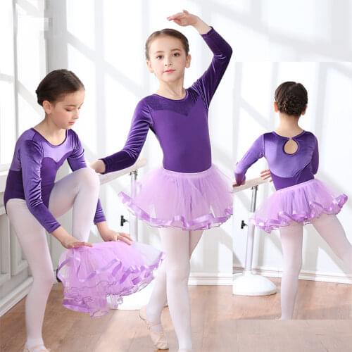 2018 Girls' Ballet Dance Dress Childrens Gymnastics Leotard Skirt Kids' Stage Dance Wear 2-10 Years 10 colors