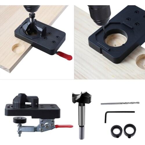 35mm Hinge Boring Jig Hole Opener Punch Locator Boring Guide Hole Drill for Woodworking Template Cupboard Cabinets Tool