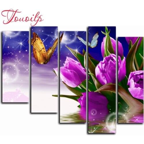 5pcs,Full,square&round Diamond Embroidery,5d Butterfly tulip Diamond Painting,Cross Stitch Diamond Mosaic,diamond pattern,Crafts