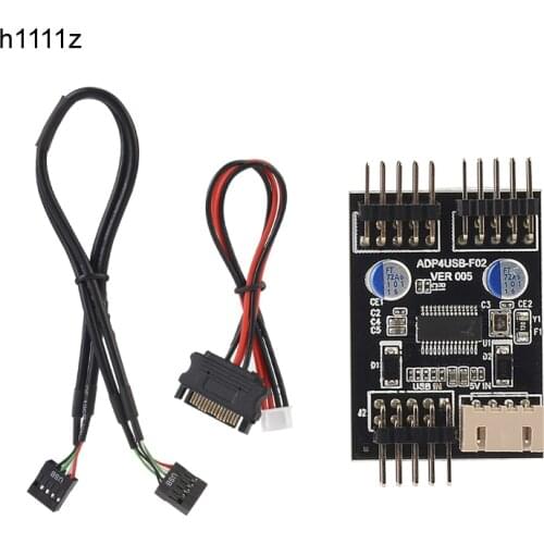 9pin USB Connector 1 to 2 USB Extension Cable USB HUB USB2.0 9Pin Header Connector Adapter Port Multiplier with SATA Power Cable