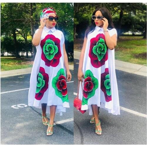 African Dresses for Women New African Clothes Dashiki White Print Ankara Dresses Bazin Traditional Robe Africa Long Dress